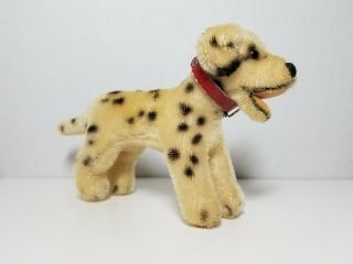 Steiff Mohair Dally Dalmatian Dog With Red Collar Glass Eyes Standing Germany 7 "