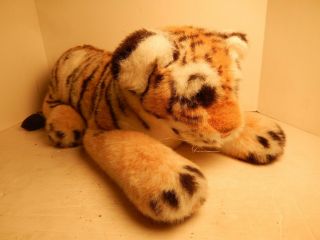Steiff Pasha The Tiger Plush Stuffed Toy Button In Ear Tag 0870/60 Great Cond