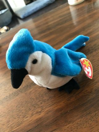 Ty Beanie Baby 1997 Rocket The Blue Jay Bird With Tags
