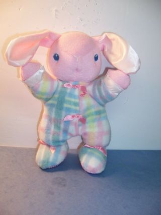Vtg.  Playskool 1996 Snuzzles Pink Plaid Bunny Rabbit 10 " Plush Terry/fleece Ex.