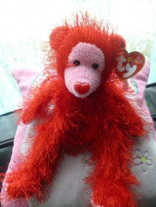Ty Beanie Babies Punkies " Flame " Plush Red Bear (8.  5 Inches)