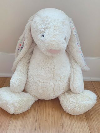 Jellycat Bashful Bunny Rabbit Cream Polka Dot Ears Huge 21 " Plush Stuffed Animal