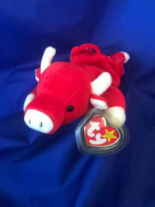Rare Retired Ty Beanie Babies " Snort " The Bull,  5/15/1995,  Immaculate