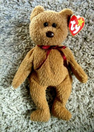 Ty Beanie Baby " Curly " 8 1/2 " Brown Noise With Tag Error