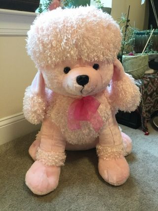 Dan Dee Jumbo Pink Poodle Dog Puppy Plush Stuffed Animal Toy 23in Huge Large