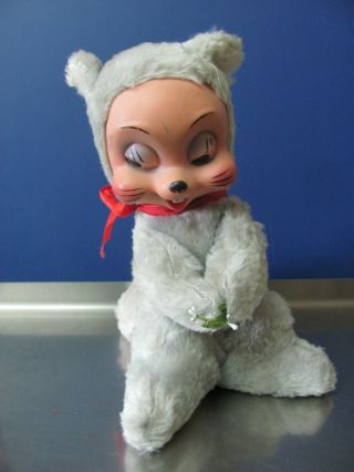Vintage Rushton? Gray Squirrel Rubber Face 9 - 1/2 " Stuffed Plush Animal
