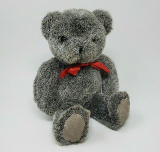 13 " Vintage Russ Berrie Tippy Grey Teddy Bear W/ Suede Stuffed Animal Plush Toy