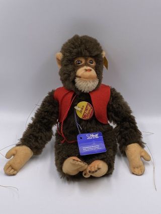 Vintage Steiff German Mohair Knopf Im Ohr Jocko Monkey Toy Doll Tags