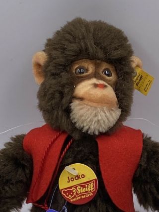 Vintage Steiff German Mohair Knopf Im Ohr Jocko Monkey Toy Doll Tags 2