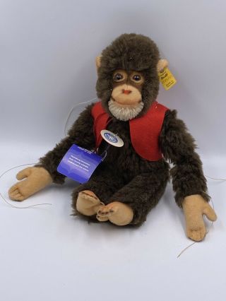 Vintage Steiff German Mohair Knopf Im Ohr Jocko Monkey Toy Doll Tags 3