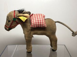 4.  5” Vintage Steiff Germany Plush Donkey Mule 1940’s Us Zone Stuffed Animal