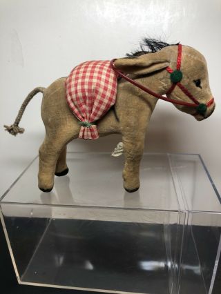 4.  5” Vintage Steiff Germany Plush Donkey Mule 1940’s US Zone Stuffed Animal 2