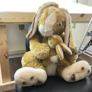 Huge Hugfun Bunny Rabbit With Baby Bunny Big Ears 24 " Plush Stuffed Animal Toy