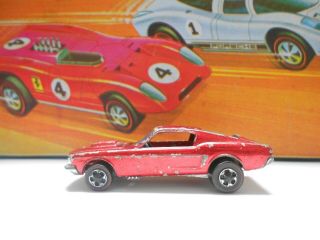 1968 Hot Wheels Custom Mustang Red W/ Dark Grey Int.  Hong Kong Redlines Sweet 16