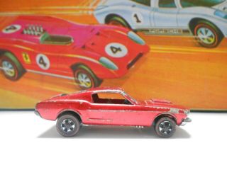 1968 HOT WHEELS Custom Mustang Red w/ Dark Grey Int.  Hong Kong Redlines Sweet 16 2