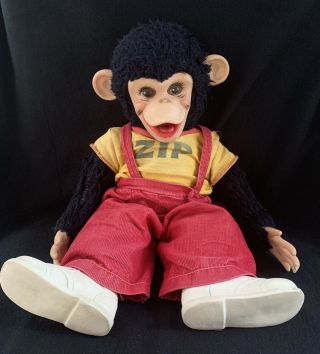Vintage Rushton Zippy The Chimp Zip Monkey Howdy Doody Rubber Face 15” Stuffed