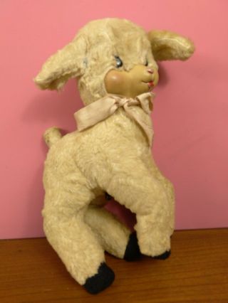 Vintage Gund ? Rubber Face Lamb Stuffed Animal Plush Toy Music No Label