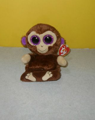4.  5 " Ty Beanie Babies Boo Peek A Boos Chimps The Monkey Phone Holder Plush