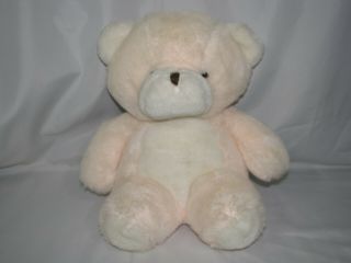 Yangjee Stuffed Plush Teddy Bear Vintage 12 " Pale Pink White