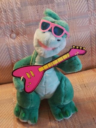 Vintage Plush Toy Denver The Last Dinosaur Green Pink Sunglasses And Guitar