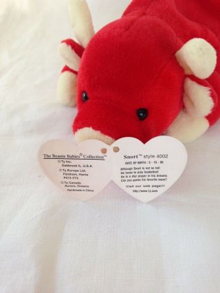 Rare and Retired Ty Beanie Baby Snort / detached tag 2