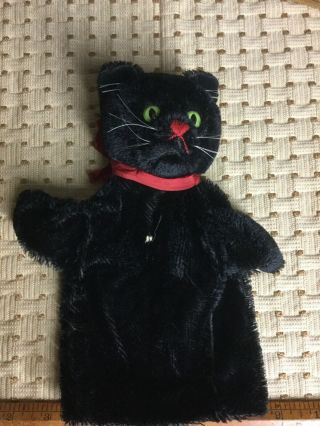 Vintage Steiff Mohair Black Cat Hand Puppet