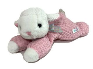 Eden Pink White Lamb Thermal 11 " Terry Cloth Plush Laying Down Stuffed Animal