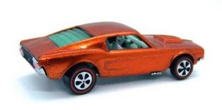 1968 Hot Wheels Redline Custom Mustang Spectraflame Orange louvered rear window 2