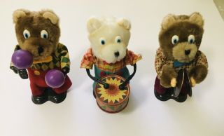 Set Of 3 Russ Berrie Wind Up Musical Bears