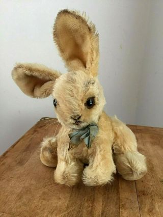 Antique Steiff Mohair Stuffed Jointed Hoppy Bunny Rabbit Western Germany 8 " Tall