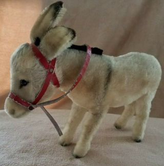 Steiff Vintage Donkey Mule Horse Pony With Button Id 11 Inch