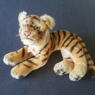 Vintage German Steiff Tiger With Button And Tag