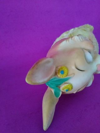 VINTAGE 50’s MY TOY RUBBER FACE GIRL BUNNY RABBIT PLUSH PINK WHITE CUTE HTF 3