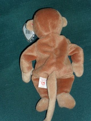 TY beanbag plush Beanie Baby BONGO Monkey w/Tag 1995 2