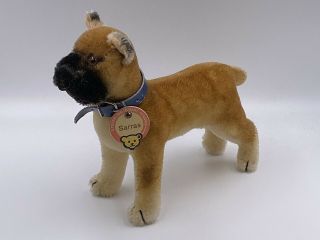 Vintage Steiff German Mohair Sarras Boxer Dog Canine K9 Toy Doll Tags