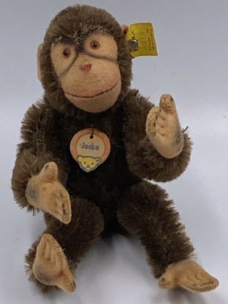 Vintage Steiff German Mohair Jocko Monkey Jointed Toy Doll Tags