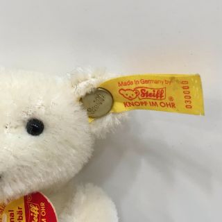 Steiff HISTORIC MINIATURE BEAR White1985 Model 030000 Yellow Ear Tag 4 