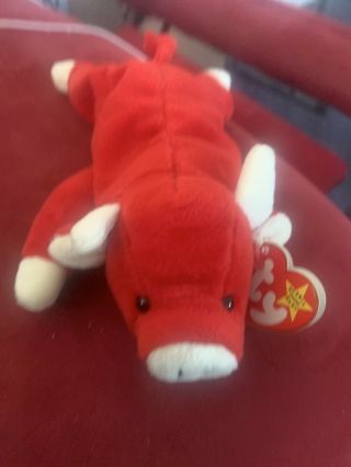 Ty Beanie Baby Rare Snort Red Bull - Retired With Multiple Errors 1995 Vintage