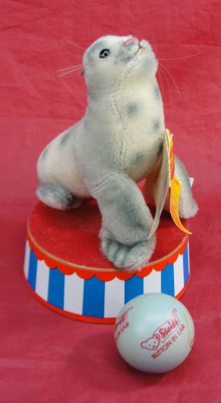 Vtg 1989 Steiff Ltd 434/5000 Golden Age Of The Circus Seal Robby Ball Stand Tags