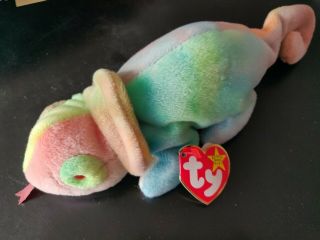 Ty Beanie Baby Rainbow The Chameleon Dob October 14,  1997 Mwmt
