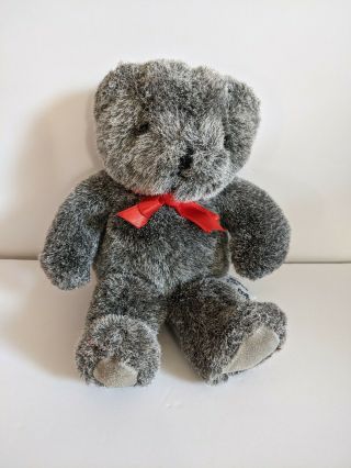 9 " Vintage Russ Berrie Tippy Grey Teddy Bear W/ Suede Stuffed Animal Plush Toy