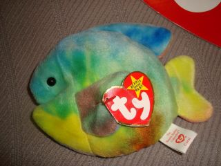 Ty Coral Tie Dye Colors Fish Beanie Baby Nmwct Plush Toy 1996 Marks On Tags