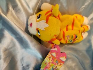 Lisa Frank Sunflower The Yellow Tabby Cat 8 " Bean Bag Stuffed Animal Toy W Tag