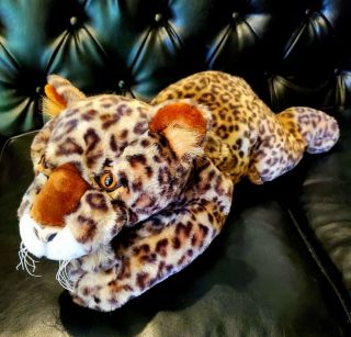 Jumbo 2 Feet Long Fao Schwarz Toys R Us Laying Wild Cat Leopard Cheetah Plush