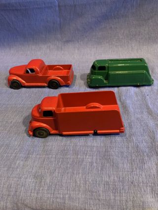 Vintage Aluminum Slik Toy Trucks/car Rare Set Of 3