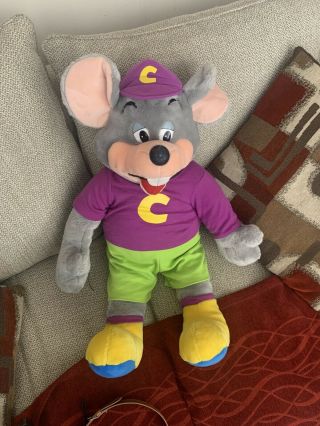 Chuck E Cheese Vintage Mascot Purple Jersey Plush Mouse 2000 Toy Stuffed Animal