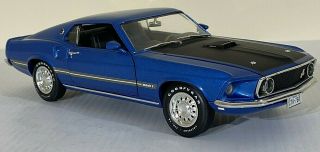 Ertl 1969 Ford Mustang Mach 1 Cobra Jet 1:18 Scale American Muscle Blue