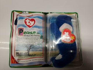 1995 Rare Royal Blue Ty Beanie Baby Peanut The Elephant