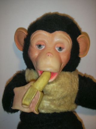 Vtg 15 " Mr Bim Zip The Chimp Stuffed Plush Monkey Banana Rubber Face Zippy W/tag