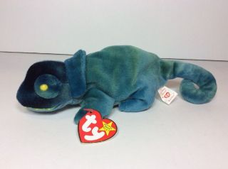 Rainbow 1 Blue Green Iguana Chameleon Lizard 1997 Ty Beanie Baby (no Stamp)